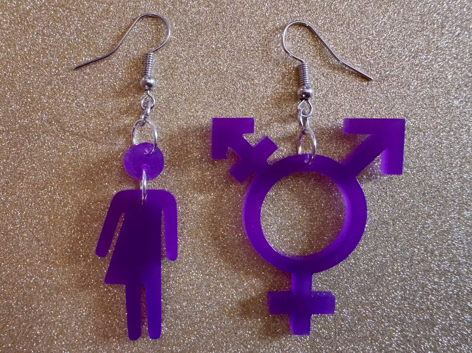 Gender Identity Earrings: Laser Cut Acrylic Gender Neutral Signs, Pronouns, Pride Week, They/Them, Trans, Best Gifts for Her/Him/Them