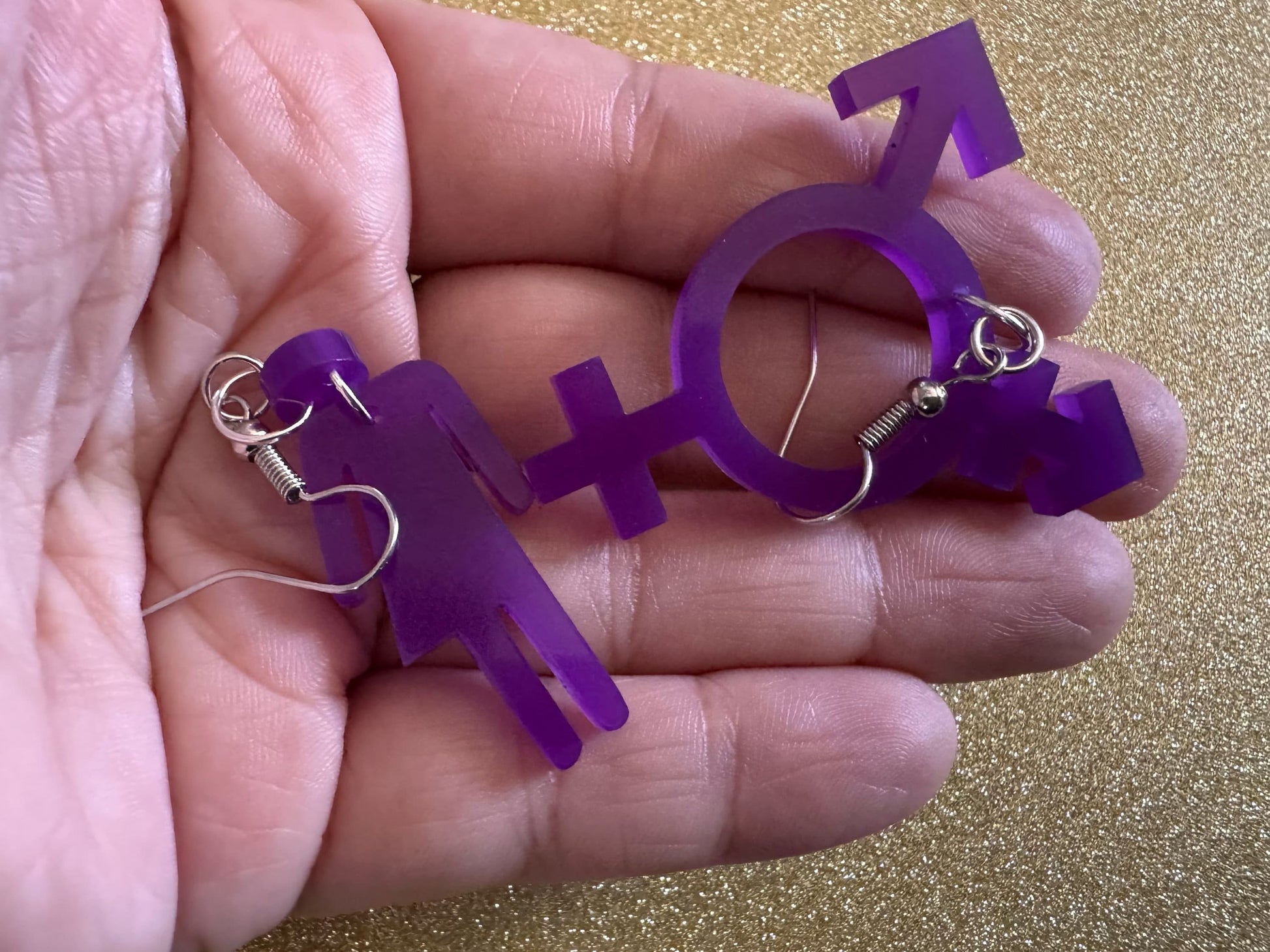 Gender Identity Earrings: Laser Cut Acrylic Gender Neutral Signs, Pronouns, Pride Week, They/Them, Trans, Best Gifts for Her/Him/Them