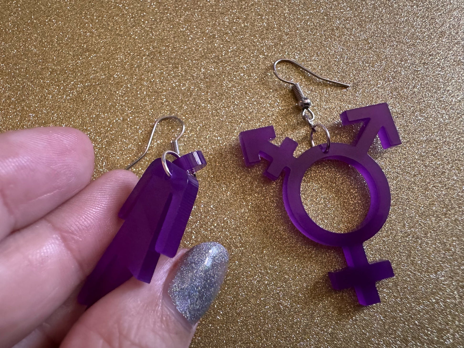 Gender Identity Earrings: Laser Cut Acrylic Gender Neutral Signs, Pronouns, Pride Week, They/Them, Trans, Best Gifts for Her/Him/Them