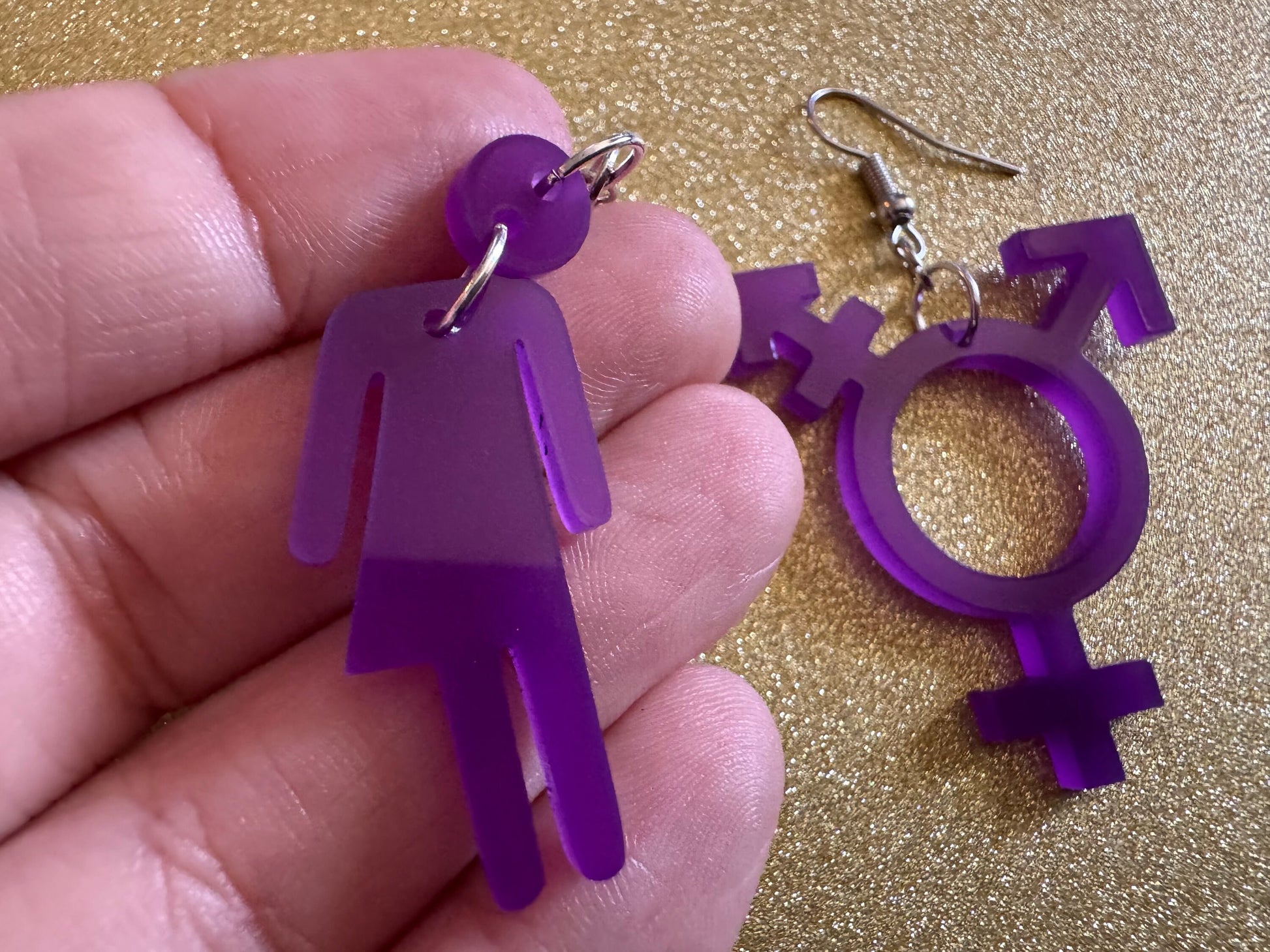 Gender Identity Earrings: Laser Cut Acrylic Gender Neutral Signs, Pronouns, Pride Week, They/Them, Trans, Best Gifts for Her/Him/Them