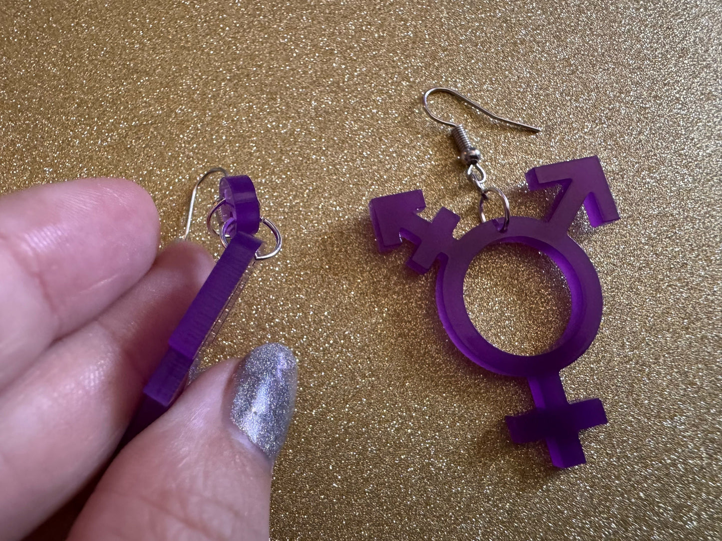 Gender Identity Earrings: Laser Cut Acrylic Gender Neutral Signs, Pronouns, Pride Week, They/Them, Trans, Best Gifts for Her/Him/Them