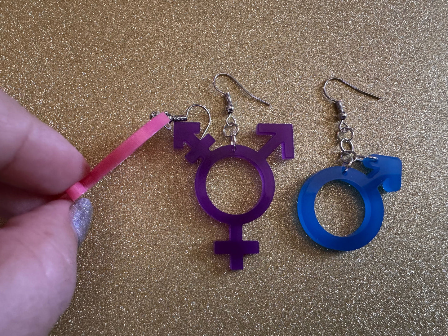 Gender Identity Earrings: Laser Cut Acrylic Gender Signs, Pronouns, Pride, Male, Female, Neutral, Trans, Best Gifts for Her/Him/Them