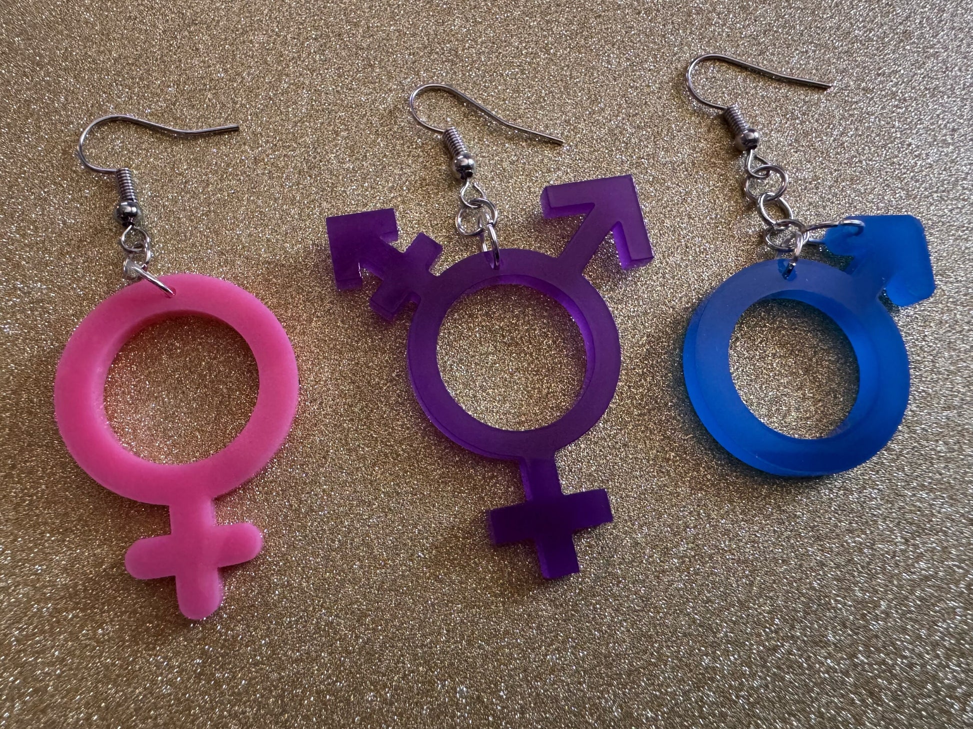 Gender Identity Earrings: Laser Cut Acrylic Gender Signs, Pronouns, Pride, Male, Female, Neutral, Trans, Best Gifts for Her/Him/Them
