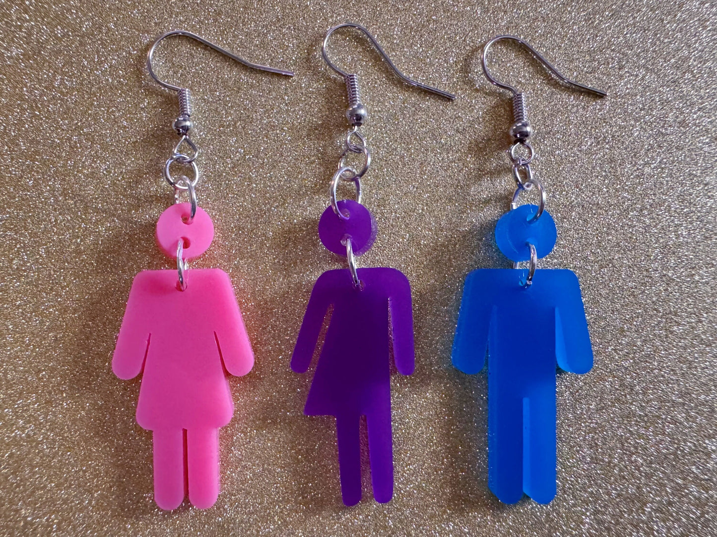 Gender Identity Earrings: Laser Cut Acrylic Gender Signs, Pronouns, Pride, Male, Female, Neutral, Trans, Best Gifts for Her/Him/Them