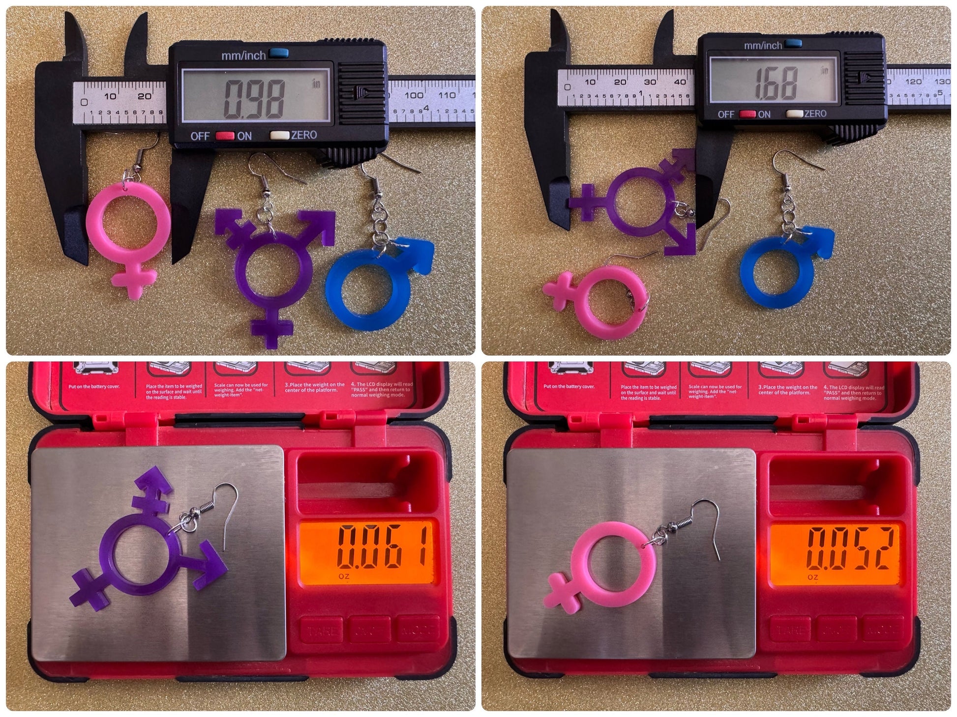 Gender Identity Earrings: Laser Cut Acrylic Gender Signs, Pronouns, Pride, Male, Female, Neutral, Trans, Best Gifts for Her/Him/Them