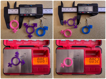 Gender Identity Earrings: Laser Cut Acrylic Gender Signs, Pronouns, Pride, Male, Female, Neutral, Trans, Best Gifts for Her/Him/Them