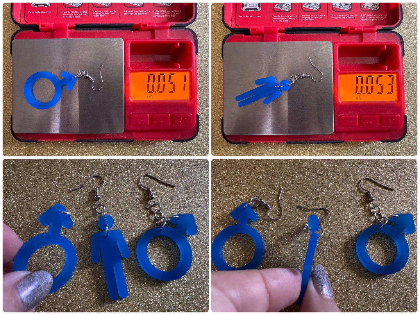 Gender Identity Earrings: Laser Cut Acrylic Male Gender Signs, Pronouns, Pride Week, He/Him, Trans, Best Gifts for Her/Him/Them