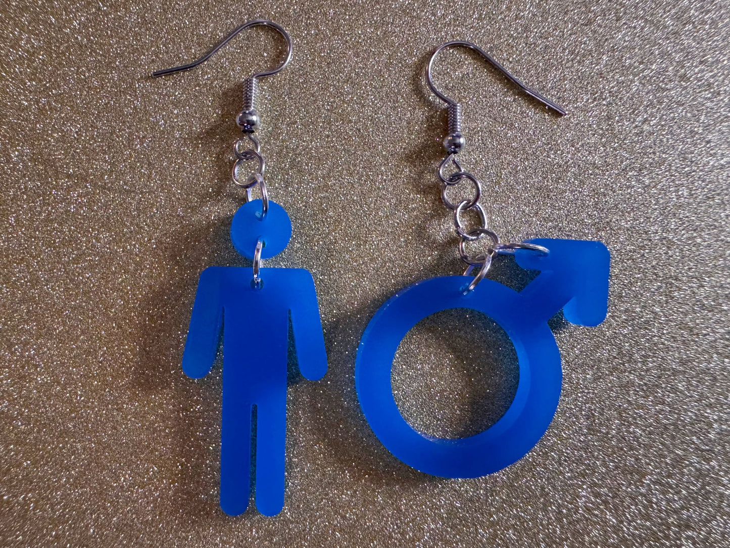 Gender Identity Earrings: Laser Cut Acrylic Male Gender Signs, Pronouns, Pride Week, He/Him, Trans, Best Gifts for Her/Him/Them