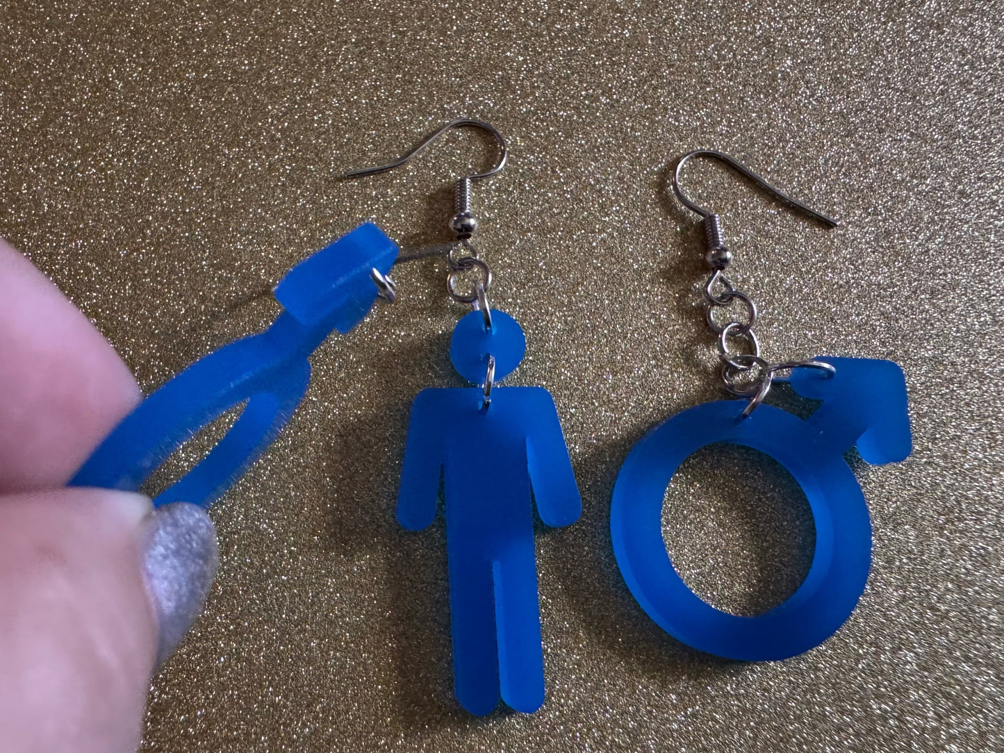Gender Identity Earrings: Laser Cut Acrylic Male Gender Signs, Pronouns, Pride Week, He/Him, Trans, Best Gifts for Her/Him/Them