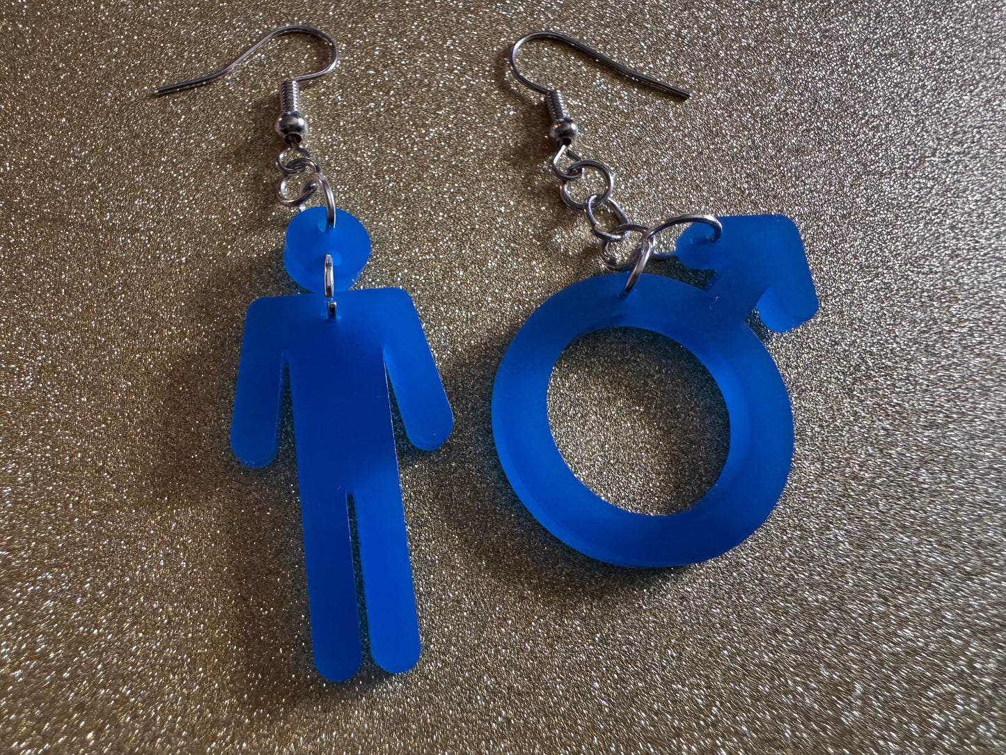Gender Identity Earrings: Laser Cut Acrylic Male Gender Signs, Pronouns, Pride Week, He/Him, Trans, Best Gifts for Her/Him/Them
