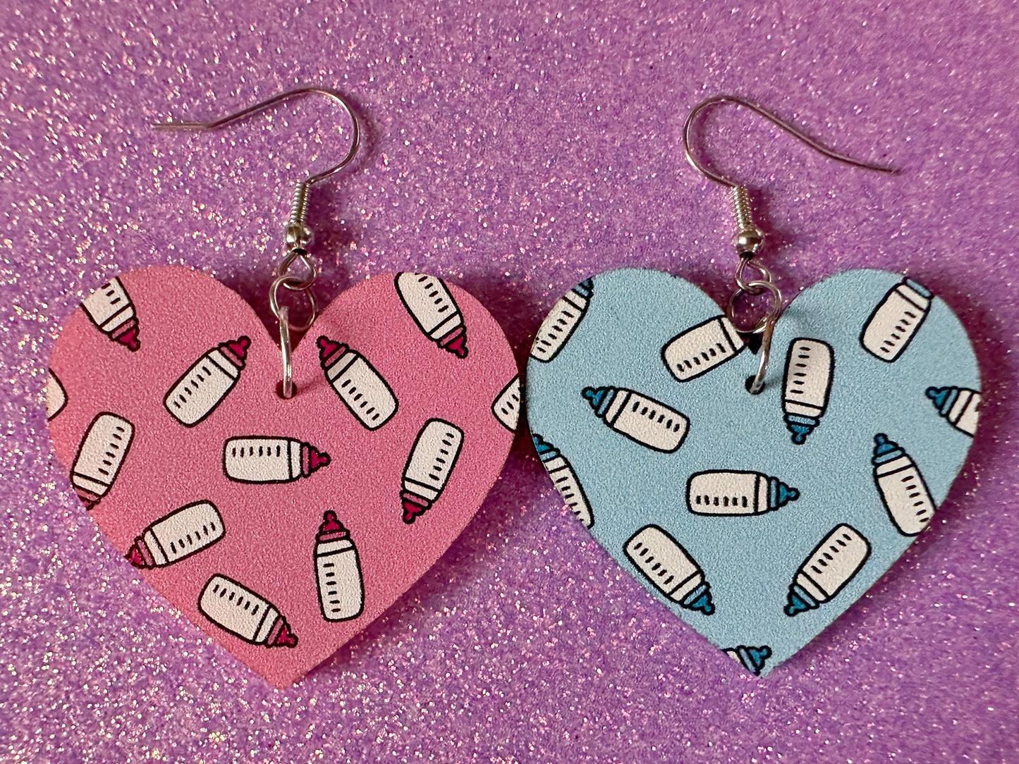 Gender Reveal Earrings: Laser Cut Acrylic Baby Bottle Earrings, Baby Shower, Mothers Day, Boy, Girl, Pink, Blue, Best Gifts for Her/Him/Them