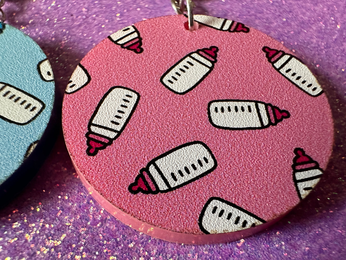 Gender Reveal Earrings: Laser Cut Acrylic Baby Bottle Earrings, Baby Shower, Mothers Day, Boy, Girl, Pink, Blue, Best Gifts for Her/Him/Them