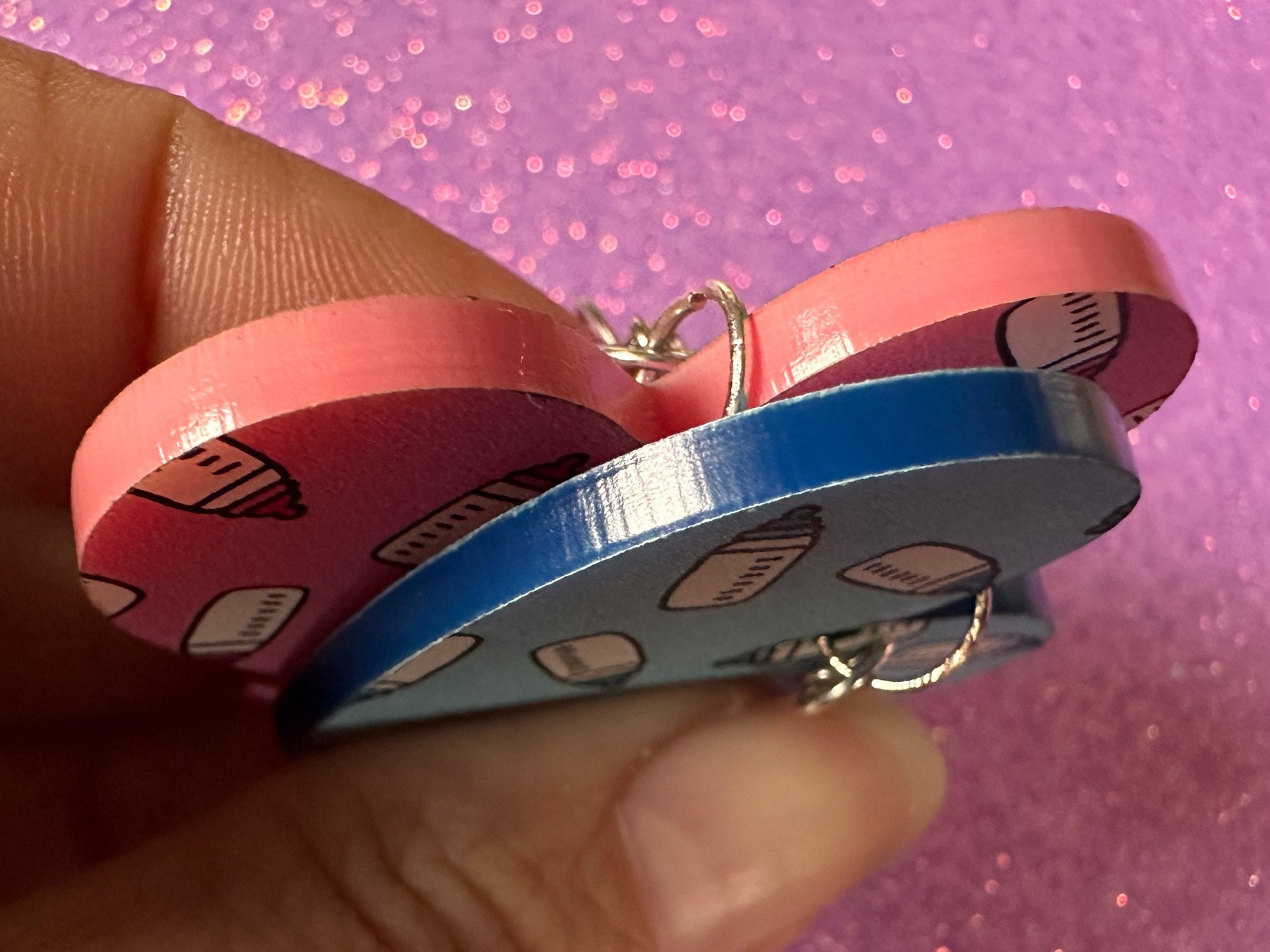 Gender Reveal Earrings: Laser Cut Acrylic Baby Bottle Earrings, Baby Shower, Mothers Day, Boy, Girl, Pink, Blue, Best Gifts for Her/Him/Them