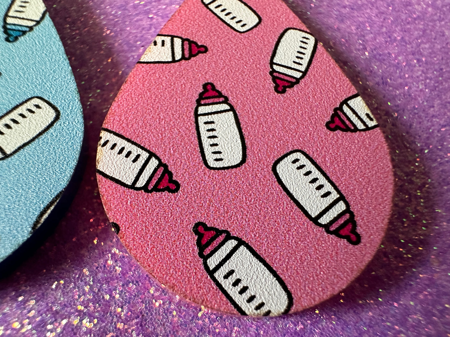 Gender Reveal Earrings: Laser Cut Acrylic Baby Bottle Earrings, Baby Shower, Mothers Day, Boy, Girl, Pink, Blue, Best Gifts for Her/Him/Them