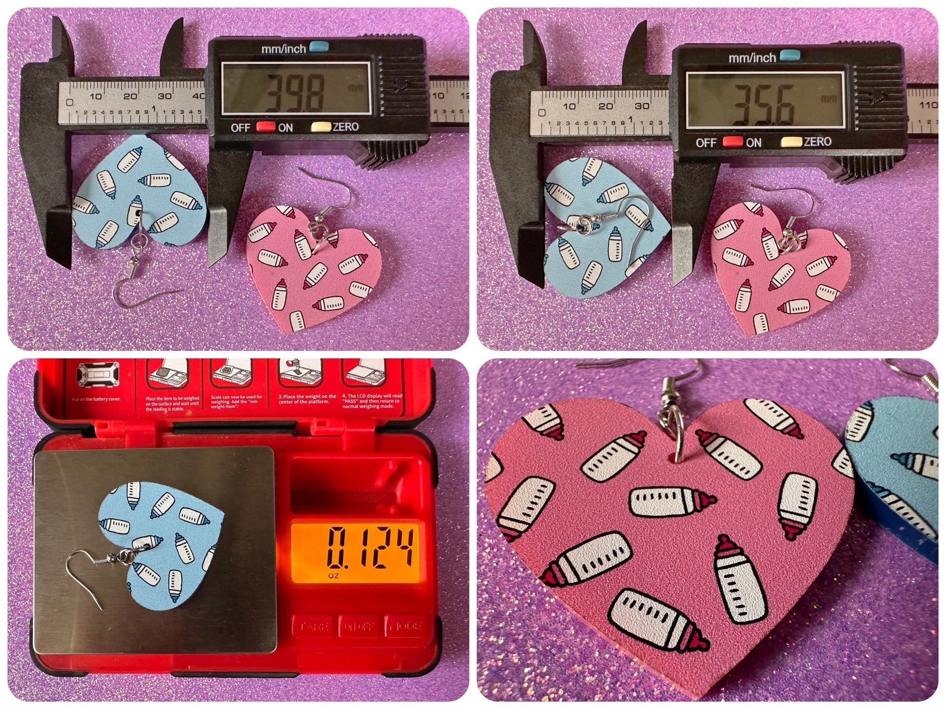 Gender Reveal Earrings: Laser Cut Acrylic Baby Bottle Earrings, Baby Shower, Mothers Day, Boy, Girl, Pink, Blue, Best Gifts for Her/Him/Them