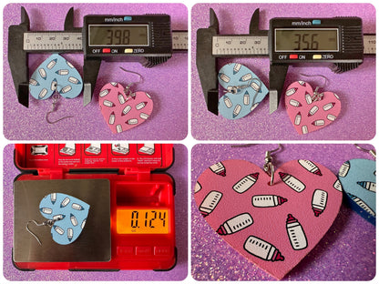 Gender Reveal Earrings: Laser Cut Acrylic Baby Bottle Earrings, Baby Shower, Mothers Day, Boy, Girl, Pink, Blue, Best Gifts for Her/Him/Them