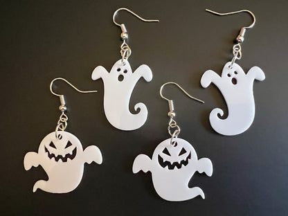 Ghost Earrings: Laser Cut Acrylic Ghosts, Halloween, Haunted, Scary, Spooky, Best Gifts for Her/Him/Them
