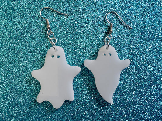Ghost Earrings: Laser Cut Acrylic Ghosts, Halloween, Haunted, Scary, Spooky, Best Gifts for Her/Him/Them