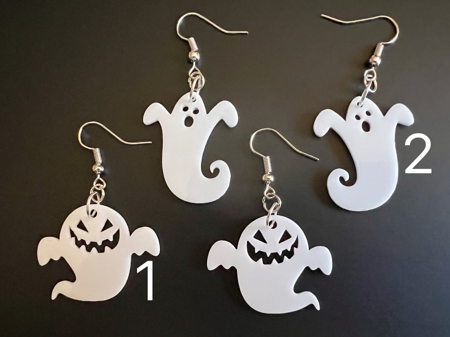 Ghost Earrings: Laser Cut Acrylic Ghosts, Halloween, Haunted, Scary, Spooky, Best Gifts for Her/Him/Them