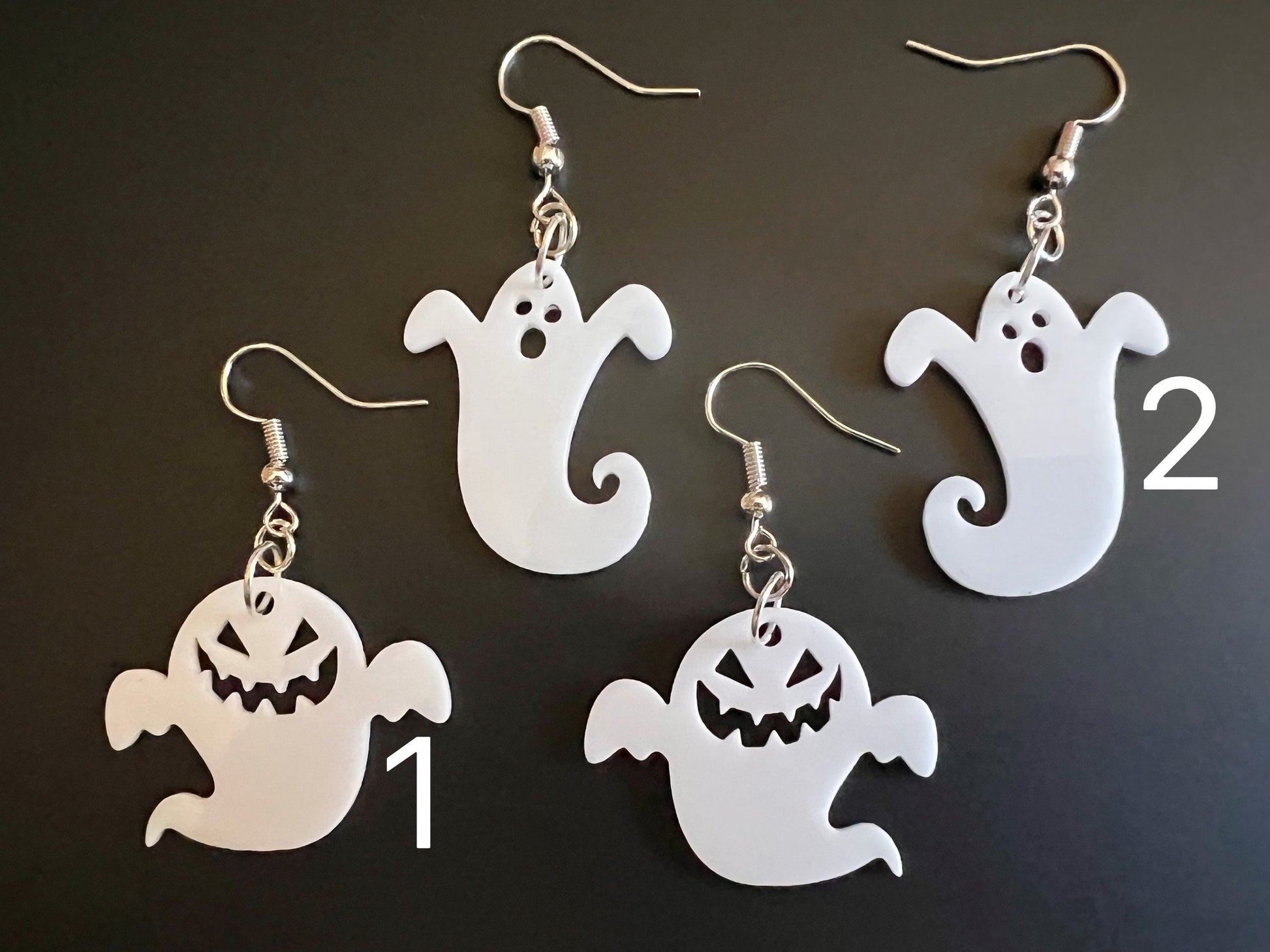 Ghost Earrings: Laser Cut Acrylic Ghosts, Halloween, Haunted, Scary, Spooky, Best Gifts for Her/Him/Them