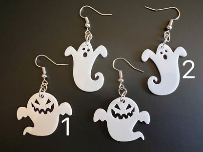 Ghost Earrings: Laser Cut Acrylic Ghosts, Halloween, Haunted, Scary, Spooky, Best Gifts for Her/Him/Them
