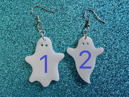 Ghost Earrings: Laser Cut Acrylic Ghosts, Halloween, Haunted, Scary, Spooky, Best Gifts for Her/Him/Them