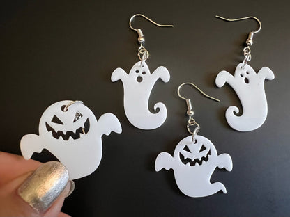 Ghost Earrings: Laser Cut Acrylic Ghosts, Halloween, Haunted, Scary, Spooky, Best Gifts for Her/Him/Them
