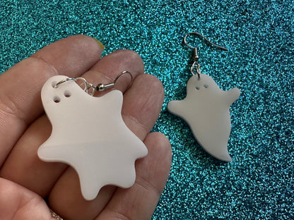 Ghost Earrings: Laser Cut Acrylic Ghosts, Halloween, Haunted, Scary, Spooky, Best Gifts for Her/Him/Them
