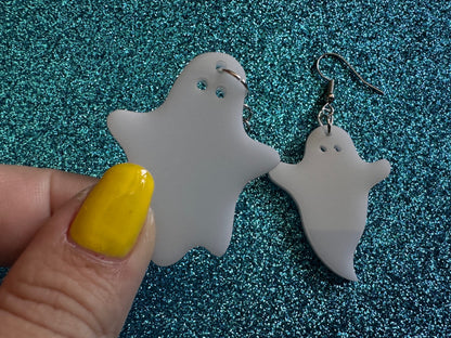 Ghost Earrings: Laser Cut Acrylic Ghosts, Halloween, Haunted, Scary, Spooky, Best Gifts for Her/Him/Them