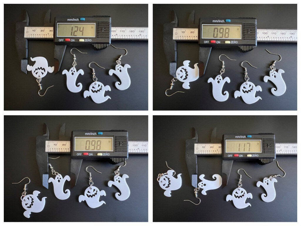 Ghost Earrings: Laser Cut Acrylic Ghosts, Halloween, Haunted, Scary, Spooky, Best Gifts for Her/Him/Them