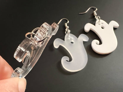 Ghost Earrings: Laser Cut Acrylic Ghosts, Halloween, Haunted, Scary, Spooky, Gifts for Her/Him/Them
