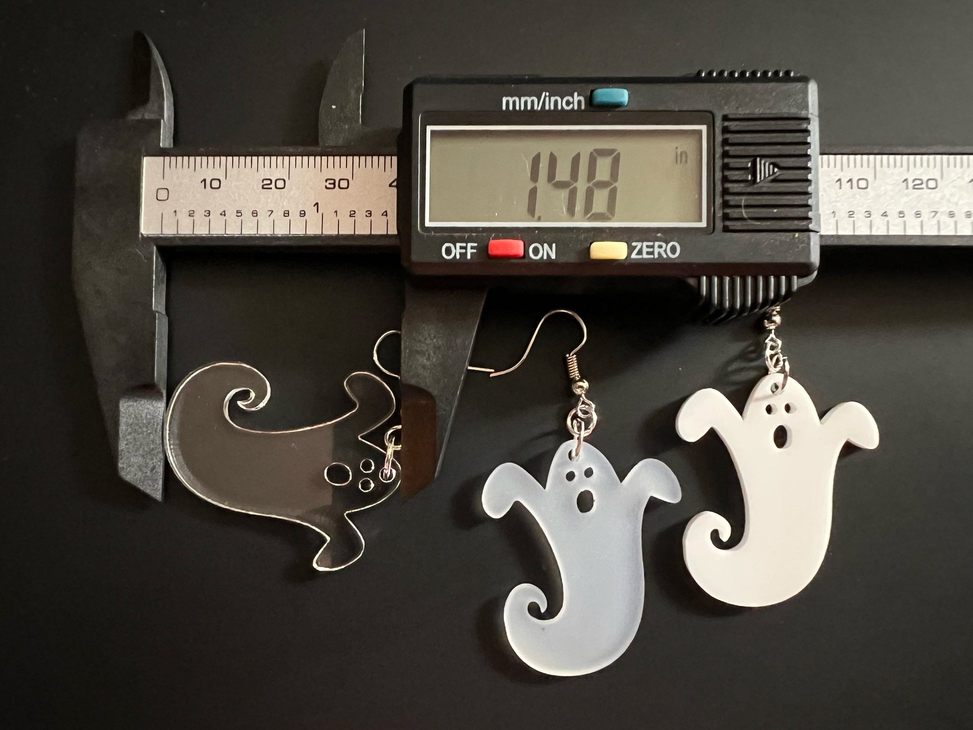 Ghost Earrings: Laser Cut Acrylic Ghosts, Halloween, Haunted, Scary, Spooky, Gifts for Her/Him/Them