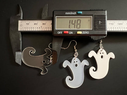 Ghost Earrings: Laser Cut Acrylic Ghosts, Halloween, Haunted, Scary, Spooky, Gifts for Her/Him/Them