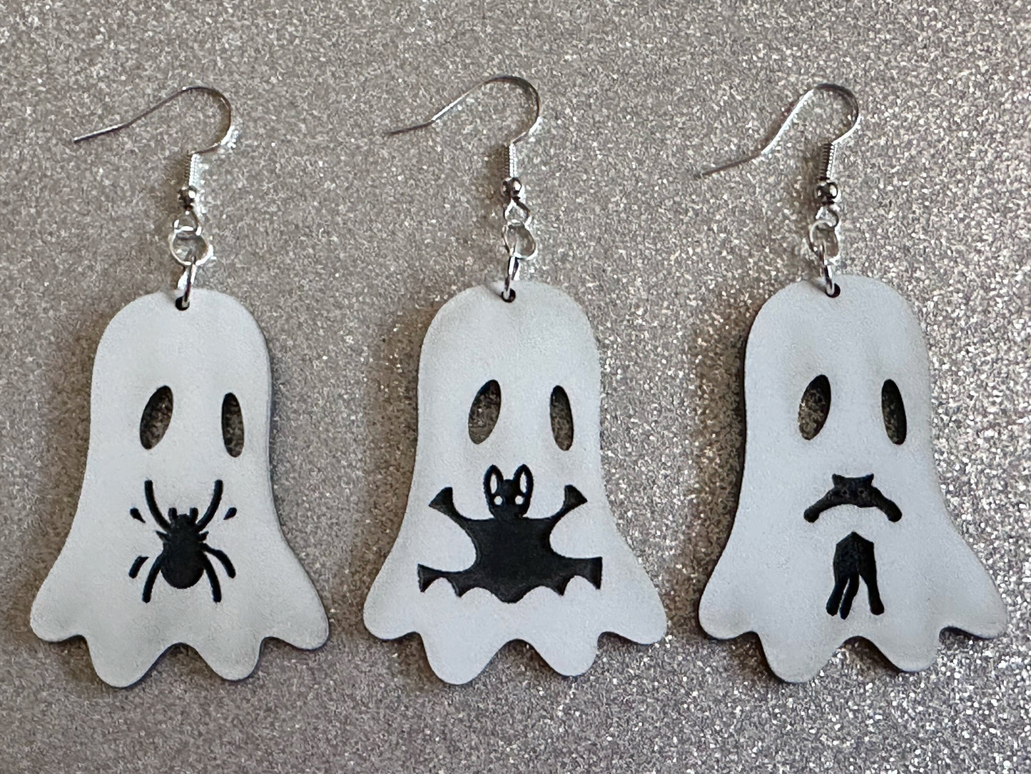 Ghost Holding Animals Earrings: Laser Cut Acrylic Ghosts with Cats, Spiders, Bats, Halloween, Scary, Spooky, Best Gifts for Her/Him/Them