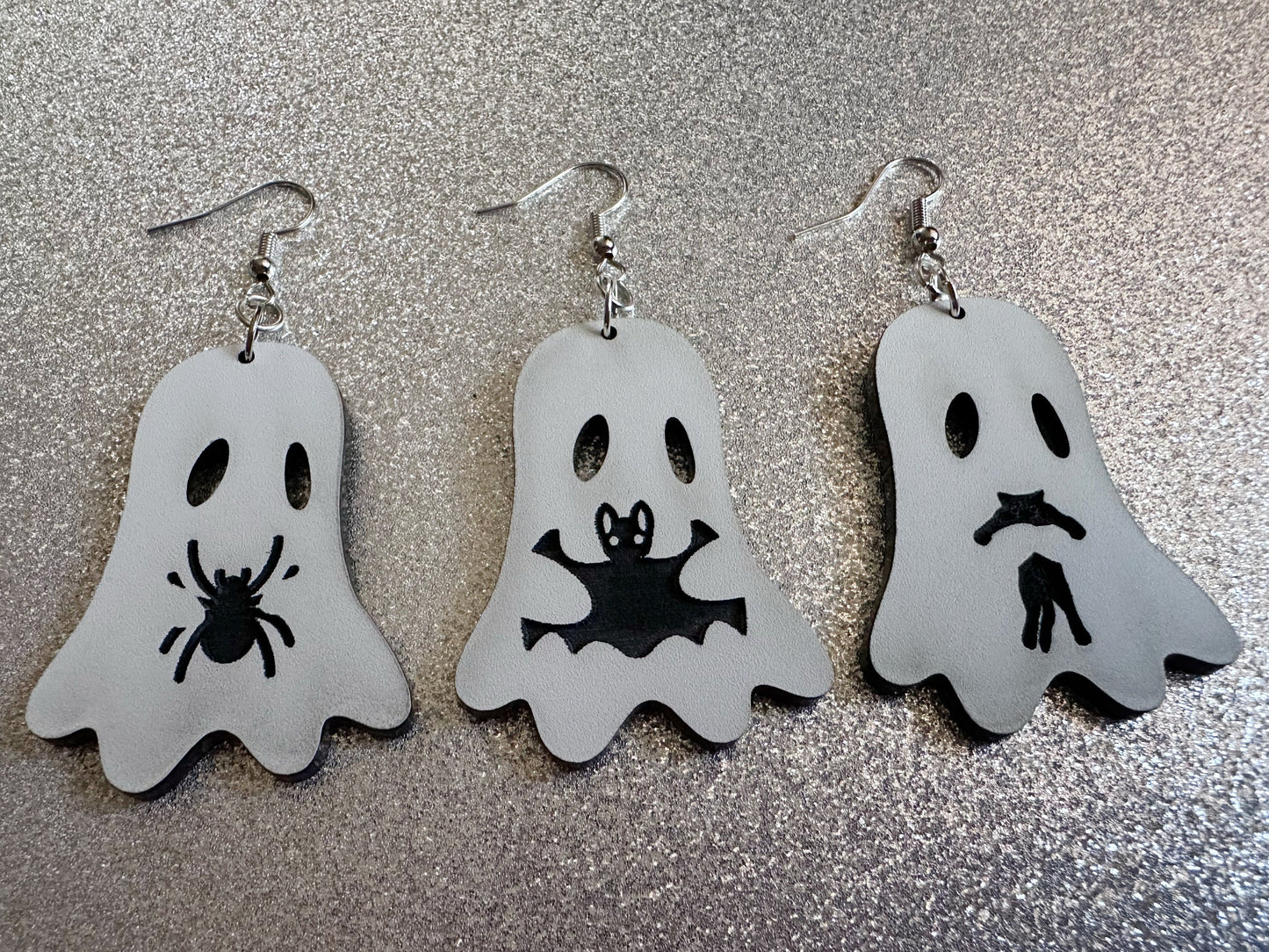 Ghost Holding Animals Earrings: Laser Cut Acrylic Ghosts with Cats, Spiders, Bats, Halloween, Scary, Spooky, Best Gifts for Her/Him/Them