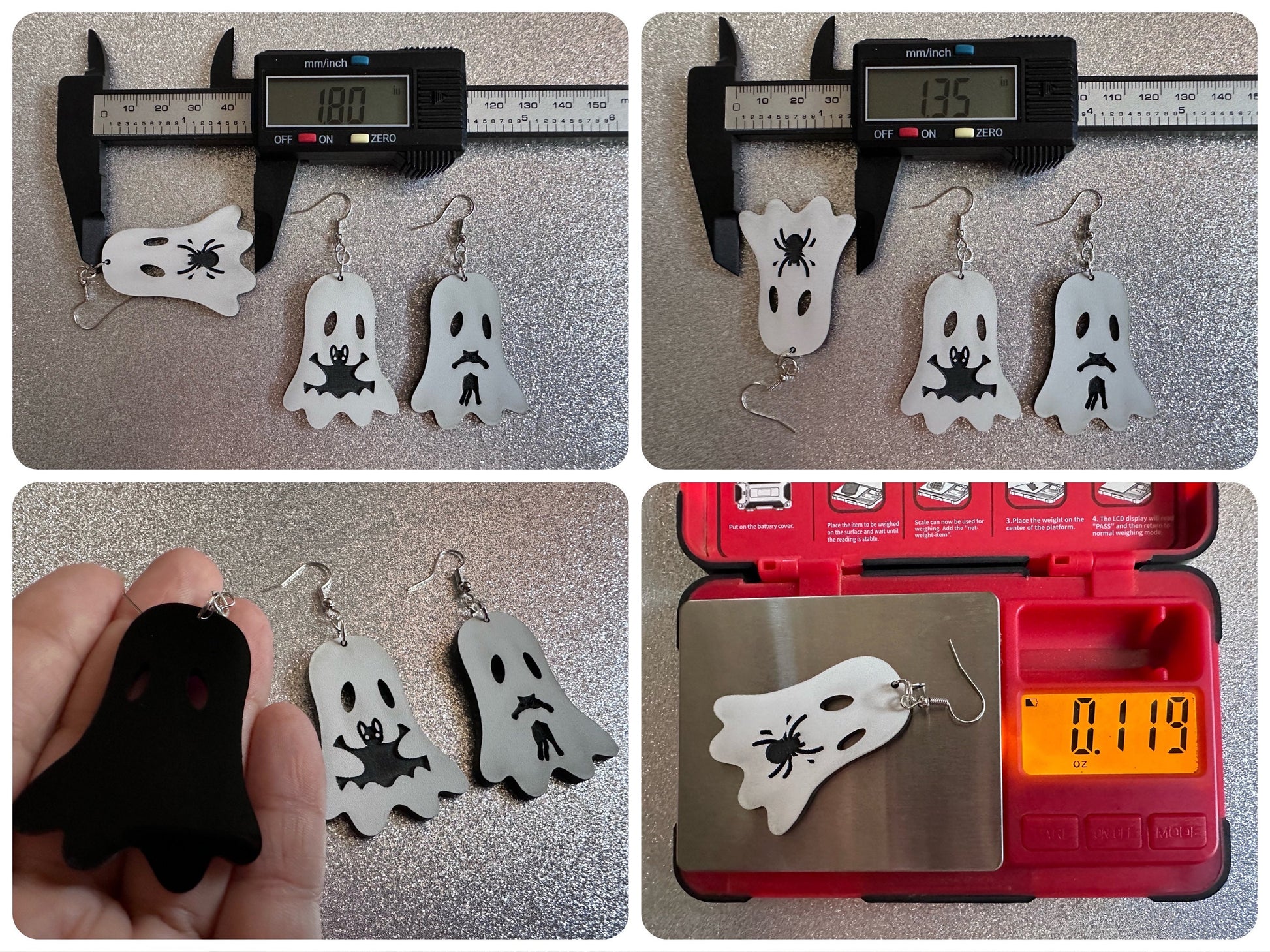 Ghost Holding Animals Earrings: Laser Cut Acrylic Ghosts with Cats, Spiders, Bats, Halloween, Scary, Spooky, Best Gifts for Her/Him/Them