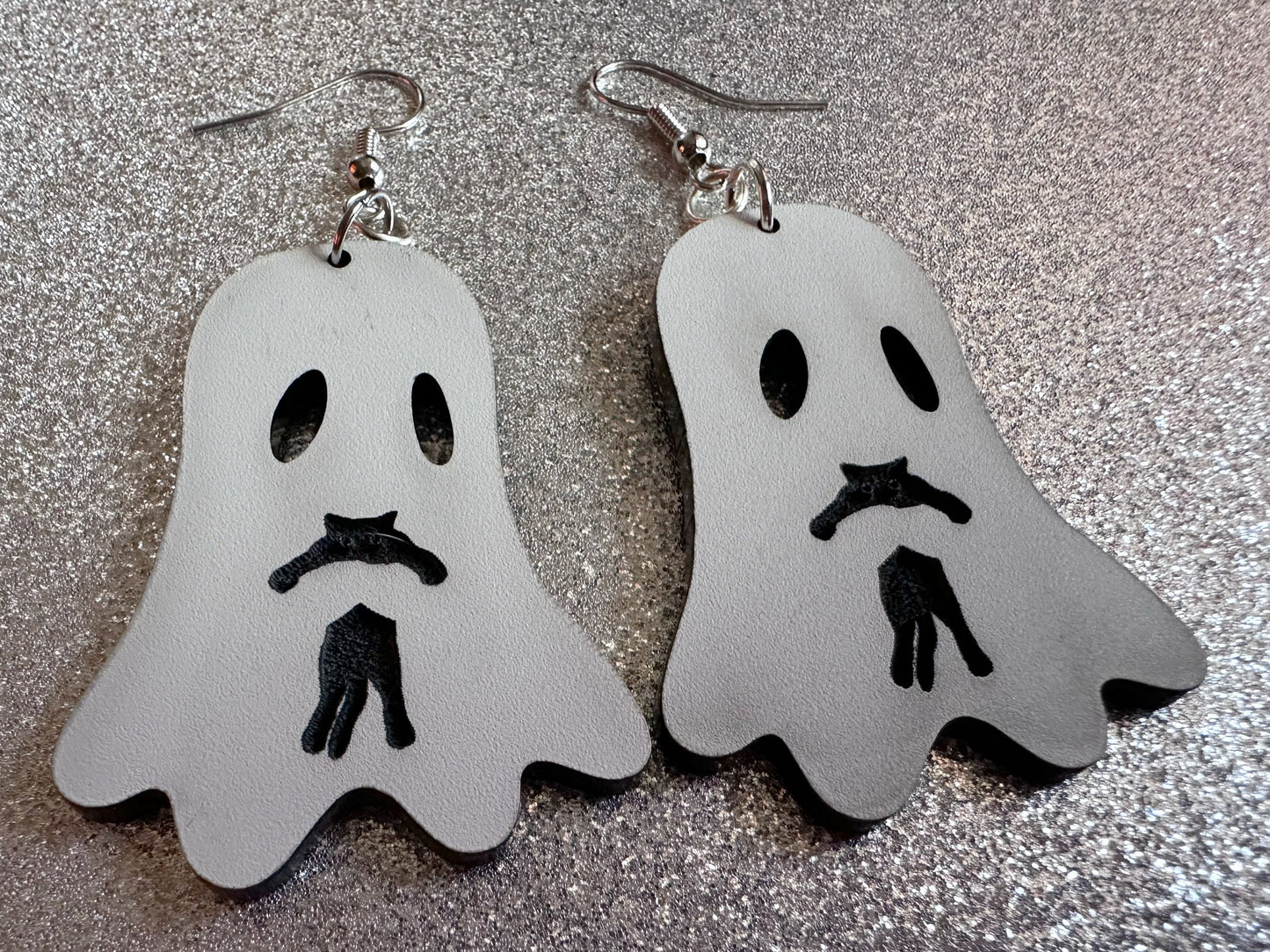 Ghost Holding Cat Earrings: Laser Cut Acrylic Ghosts with Cats, Kitten, Black Cat, Halloween, Scary, Spooky, Best Gifts for Her/Him/Them