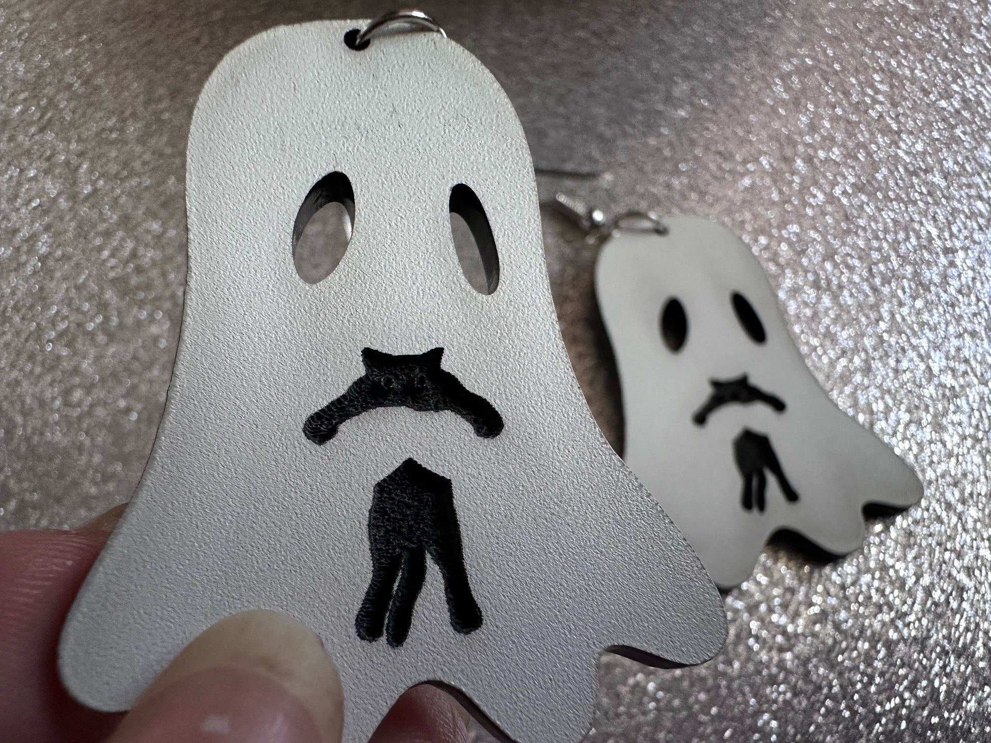 Ghost Holding Cat Earrings: Laser Cut Acrylic Ghosts with Cats, Kitten, Black Cat, Halloween, Scary, Spooky, Best Gifts for Her/Him/Them