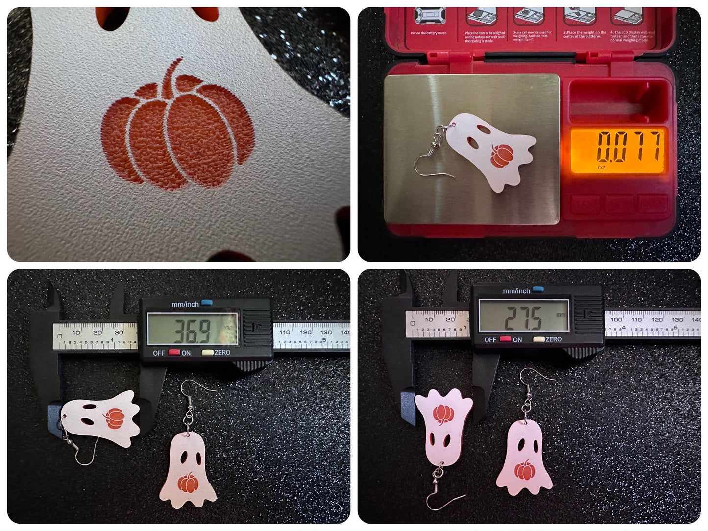Ghost Holding Pumpkin Earrings: Laser Cut Acrylic Ghosts with Pumpkins, Halloween, Haunted, Scary, Spooky, Best Gifts for Her/Him/Them