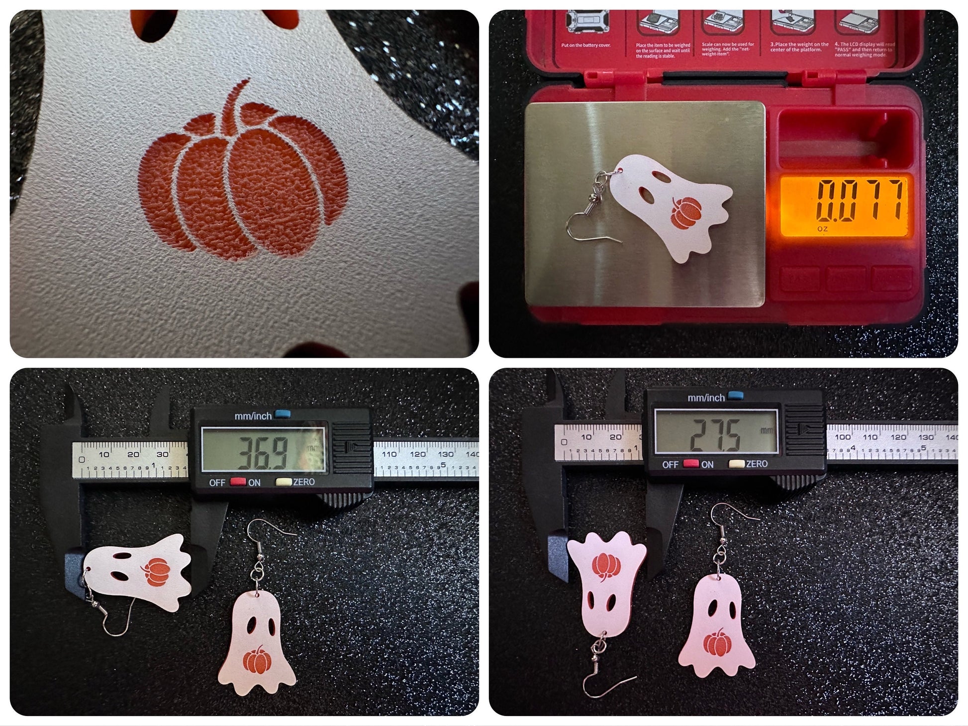 Ghost Holding Pumpkin Earrings: Laser Cut Acrylic Ghosts with Pumpkins, Halloween, Haunted, Scary, Spooky, Best Gifts for Her/Him/Them