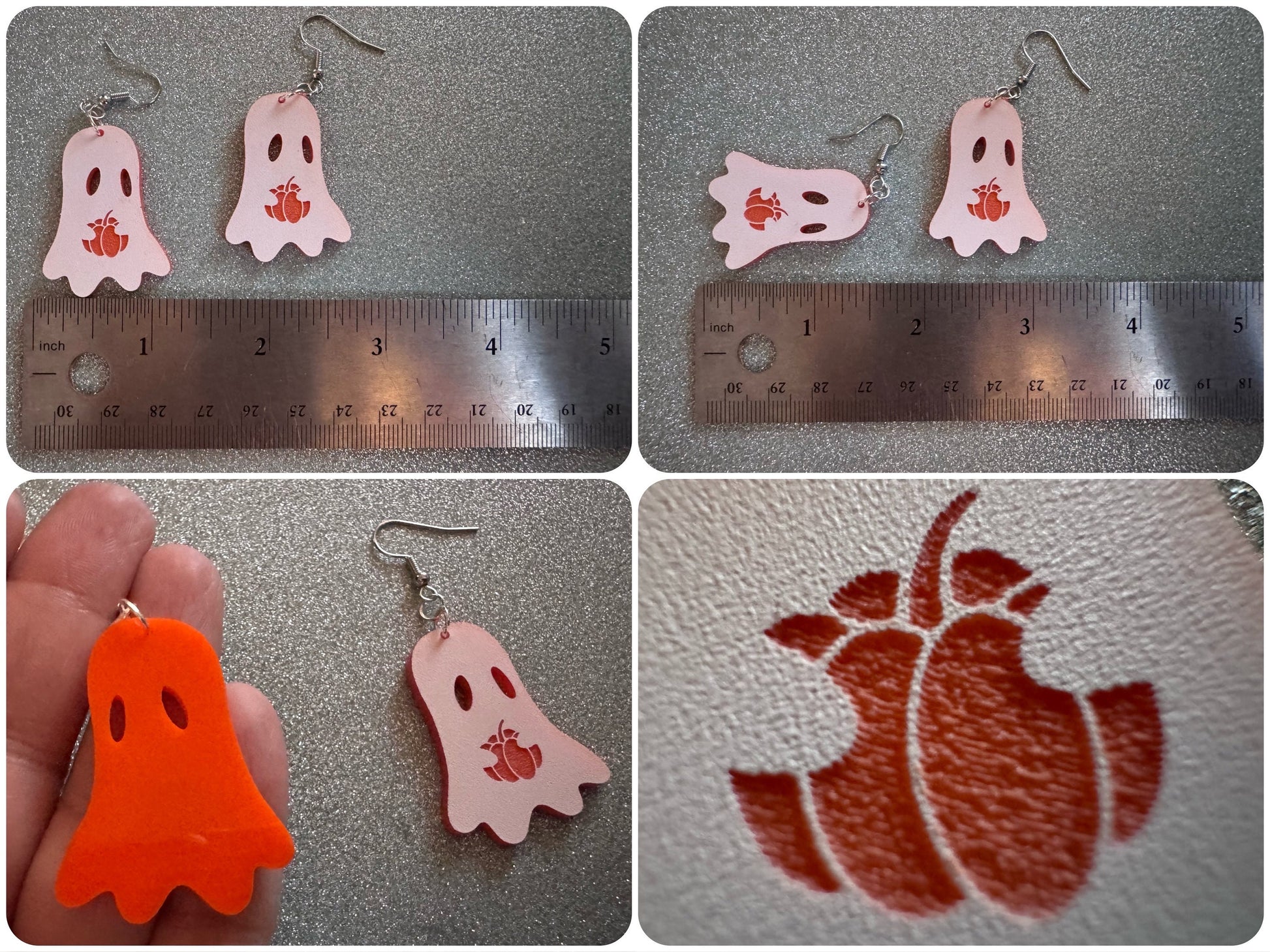 Ghost Holding Pumpkin Earrings: Laser Cut Acrylic Ghosts with Pumpkins, Halloween, Haunted, Scary, Spooky, Best Gifts for Her/Him/Them