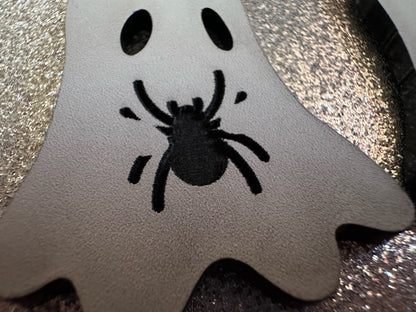 Ghost Holding Spider Earrings: Laser Cut Acrylic Ghosts with Spiders, Insects, Halloween, Scary, Spooky, Best Gifts for Her/Him/Them