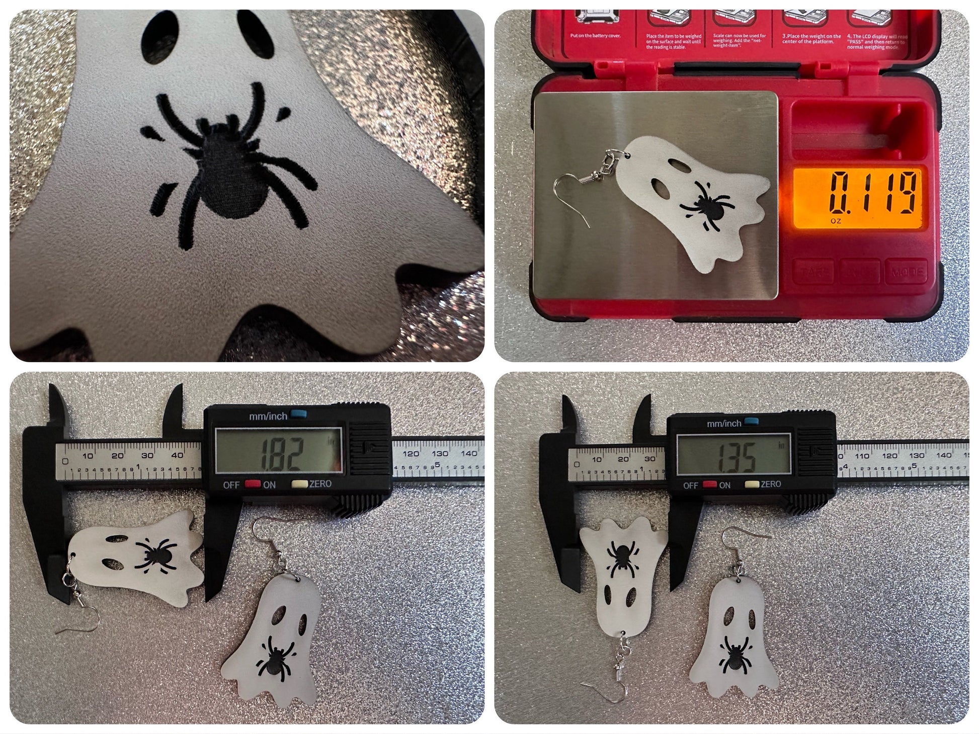Ghost Holding Spider Earrings: Laser Cut Acrylic Ghosts with Spiders, Insects, Halloween, Scary, Spooky, Best Gifts for Her/Him/Them