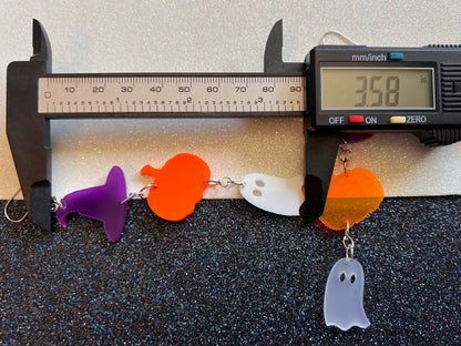 Ghosts, Pumpkins, Purple Witch Hat Halloween Earrings: Laser Cut Acrylic, Witch Hats, Cute Ghosts, Spooky, Best Gifts for Her/Him/Them