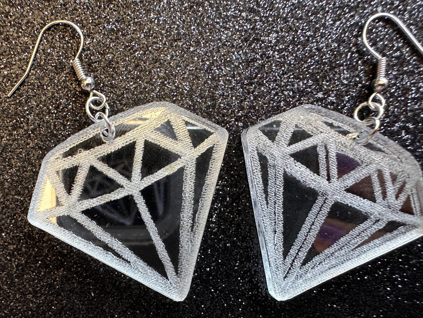 Giant Diamond Earrings: Laser Cut Acrylic Diamonds, Mirrored Gems, Anniversary, Novelty Earrings, Gag Gift, Best Gifts for Her/Him/Them