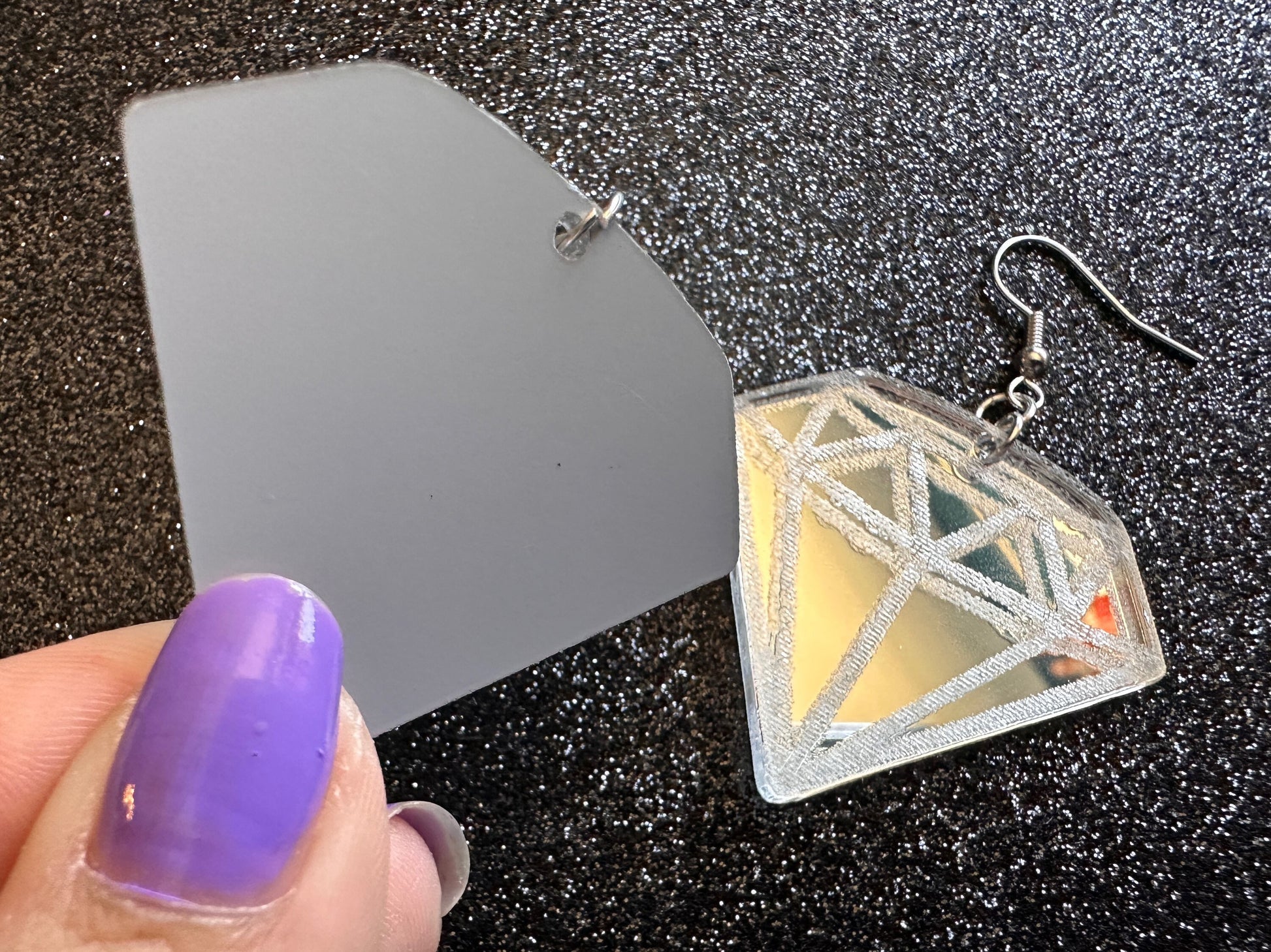 Giant Diamond Earrings: Laser Cut Acrylic Diamonds, Mirrored Gems, Anniversary, Novelty Earrings, Gag Gift, Best Gifts for Her/Him/Them