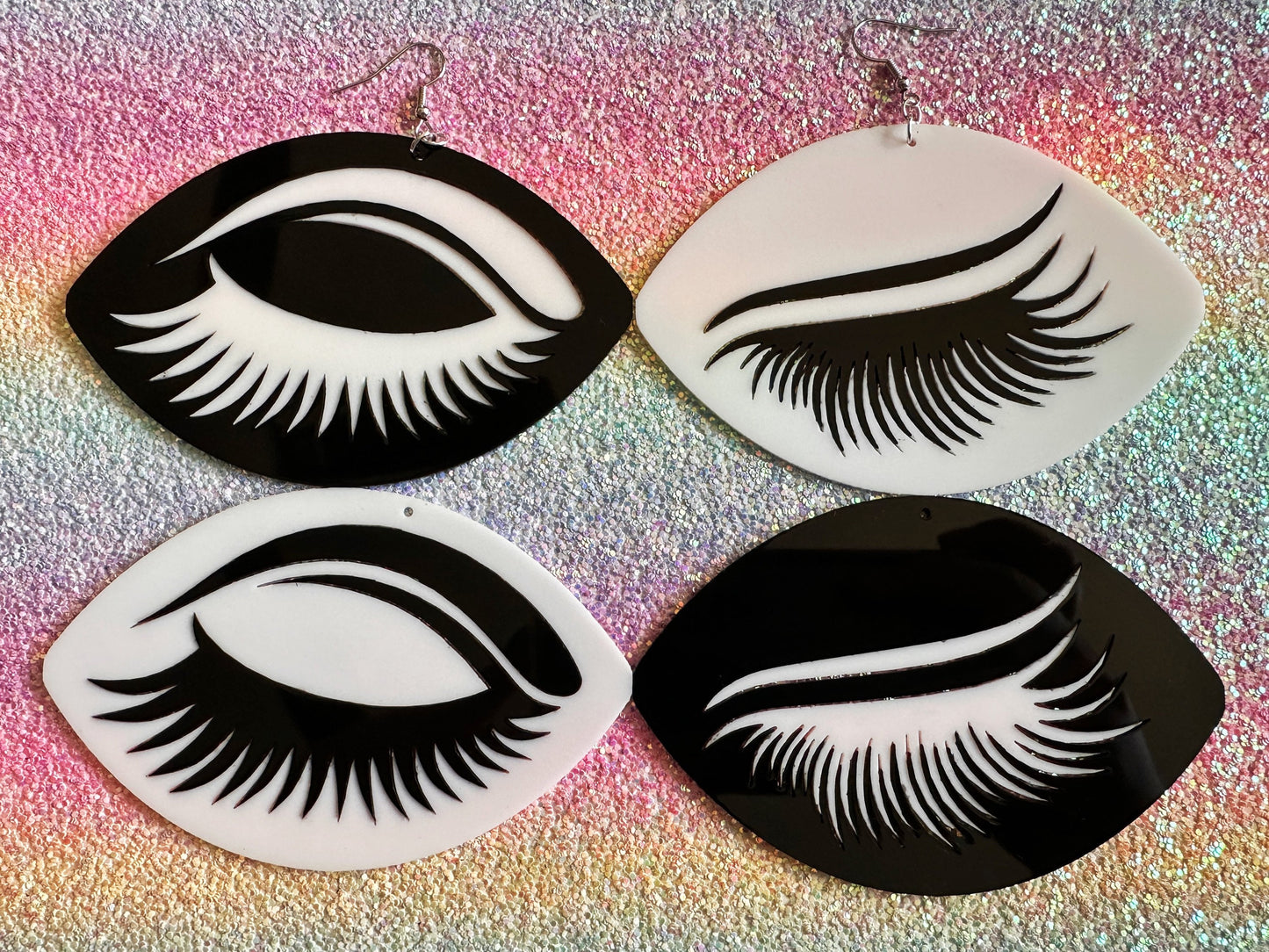 Giant Unique Eye Earrings: Laser Cut Acrylic Eyes, Eyebrows, Eyelashes, Beautiful, Makeup, Novelty, Statement, Gifts for Her/Him/Them