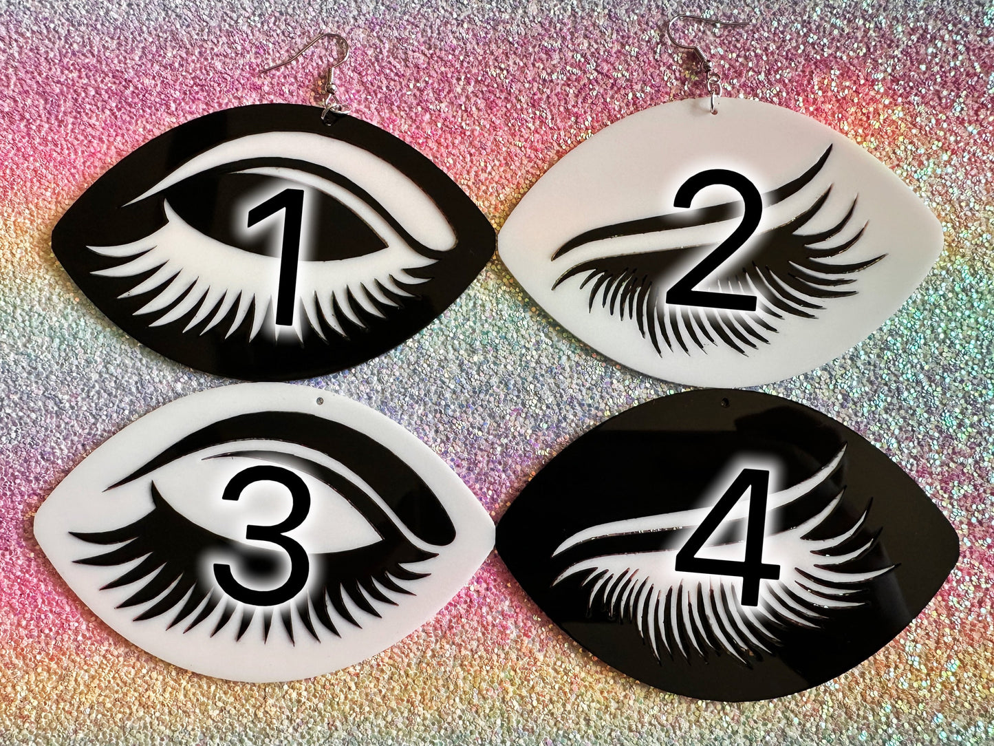Giant Unique Eye Earrings: Laser Cut Acrylic Eyes, Eyebrows, Eyelashes, Beautiful, Makeup, Novelty, Statement, Gifts for Her/Him/Them