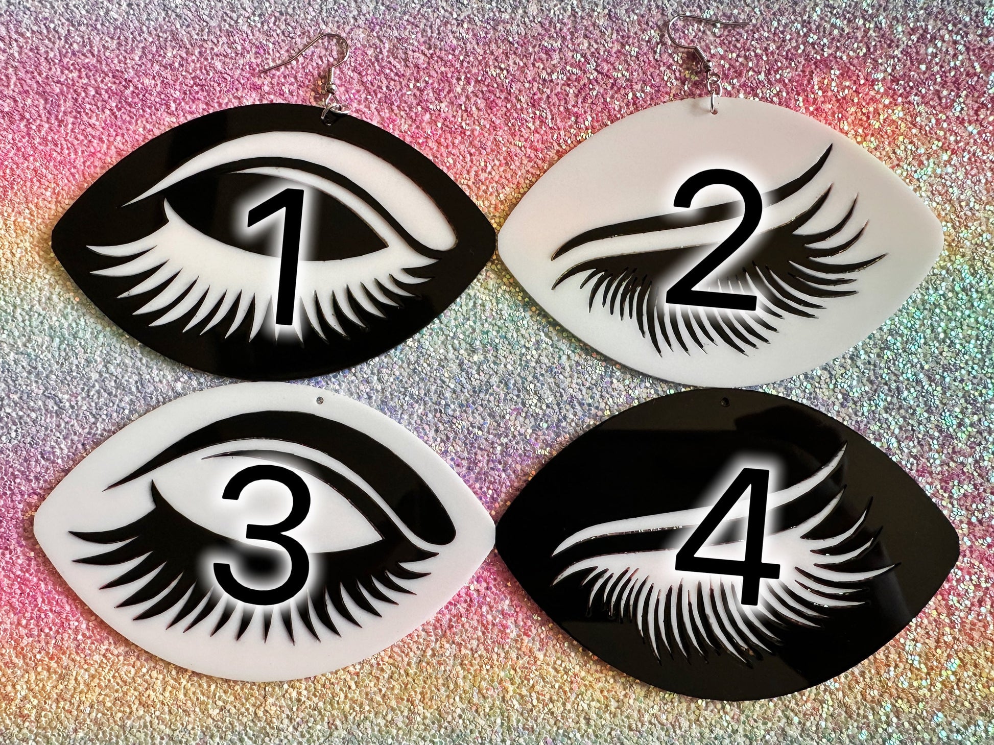 Giant Unique Eye Earrings: Laser Cut Acrylic Eyes, Eyebrows, Eyelashes, Beautiful, Makeup, Novelty, Statement, Gifts for Her/Him/Them