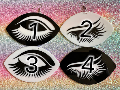 Giant Unique Eye Earrings: Laser Cut Acrylic Eyes, Eyebrows, Eyelashes, Beautiful, Makeup, Novelty, Statement, Gifts for Her/Him/Them